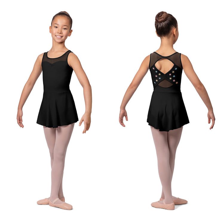 Bloch - Embroidered Open Back Skirted Leotard - Child (CL9645) - Black (GSO)