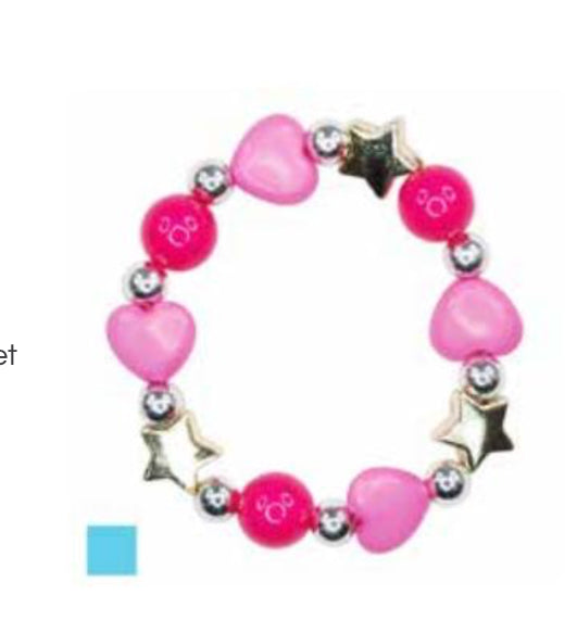 Pink Poppy - Heart/Star Bracelet - (BCT313) - Pink/Blue