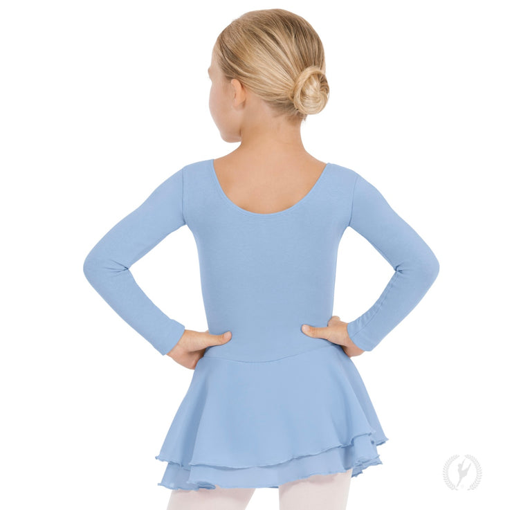 Eurotard Girls Long Sleeve Dance Dress with Cotton Lycra® - Child (10465) - Light Blue (GSO)