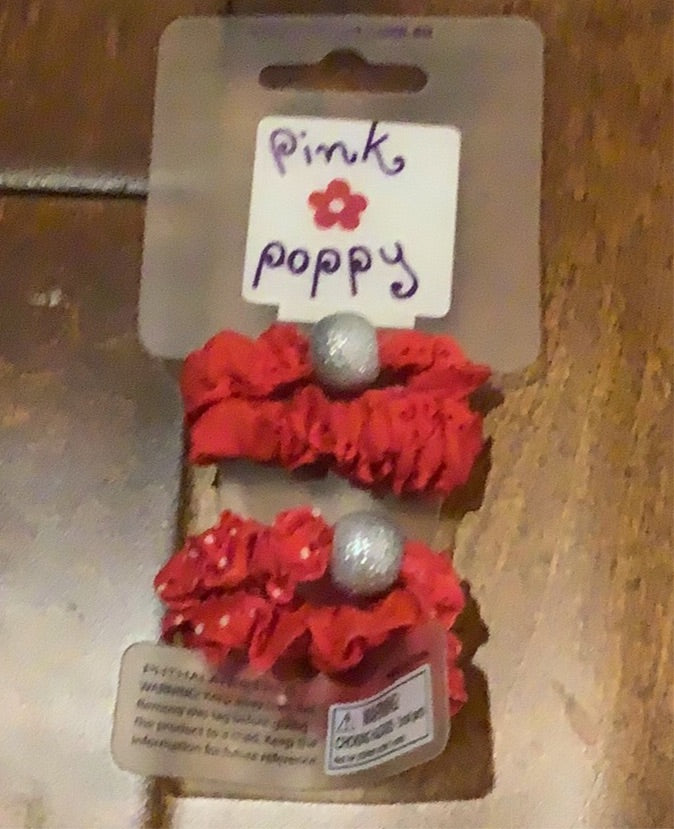 Pink Poppy - Polka Dot and Solid Hair Scrunchies - Red (GSO)