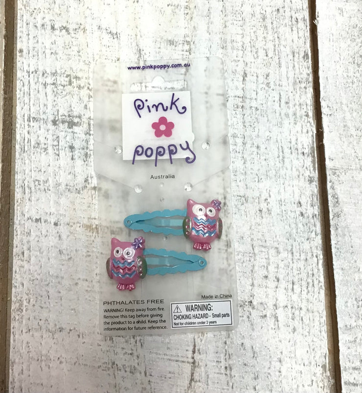 Pink Poppy - Owl Hair Clip - (HCG115) - Pink