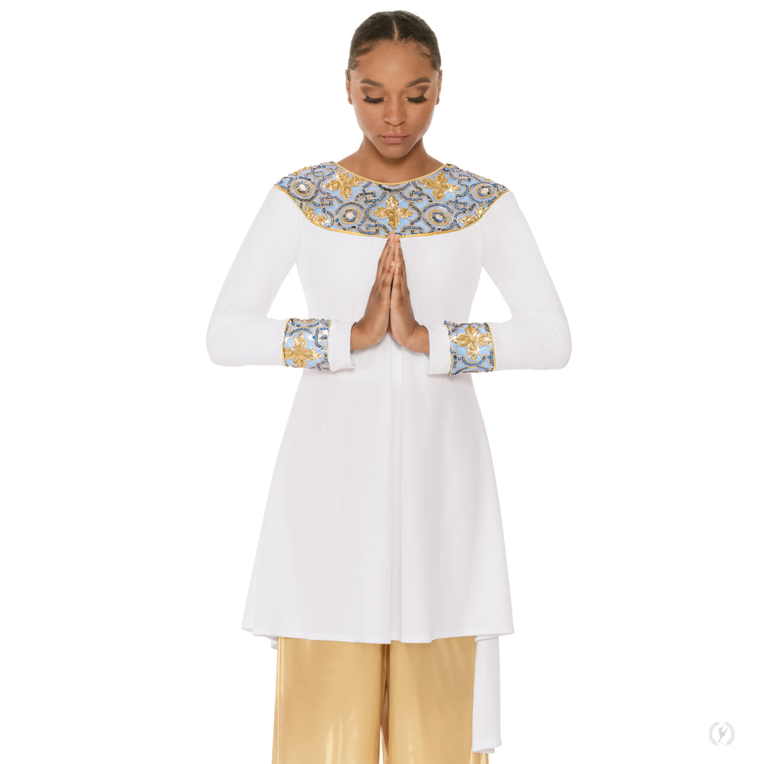 Eurotard - Women's Tabernacle Praise Tunic (81116) - White/Gold