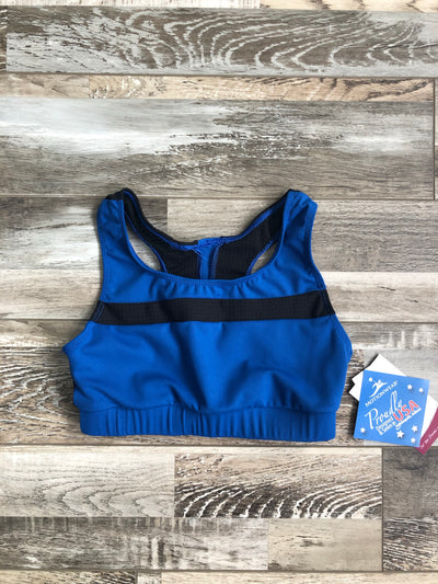 Motionwear - Devon Inset Stripe Racerback Bra - Child/Adult (3231-596) - Ocean Blue Moss Interlock FINAL SALE