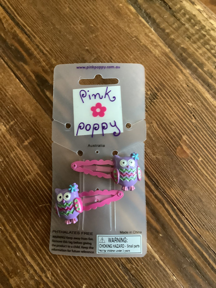 Pink Poppy - Owl Hair Clip - (HCG115) - Purple (GSO)