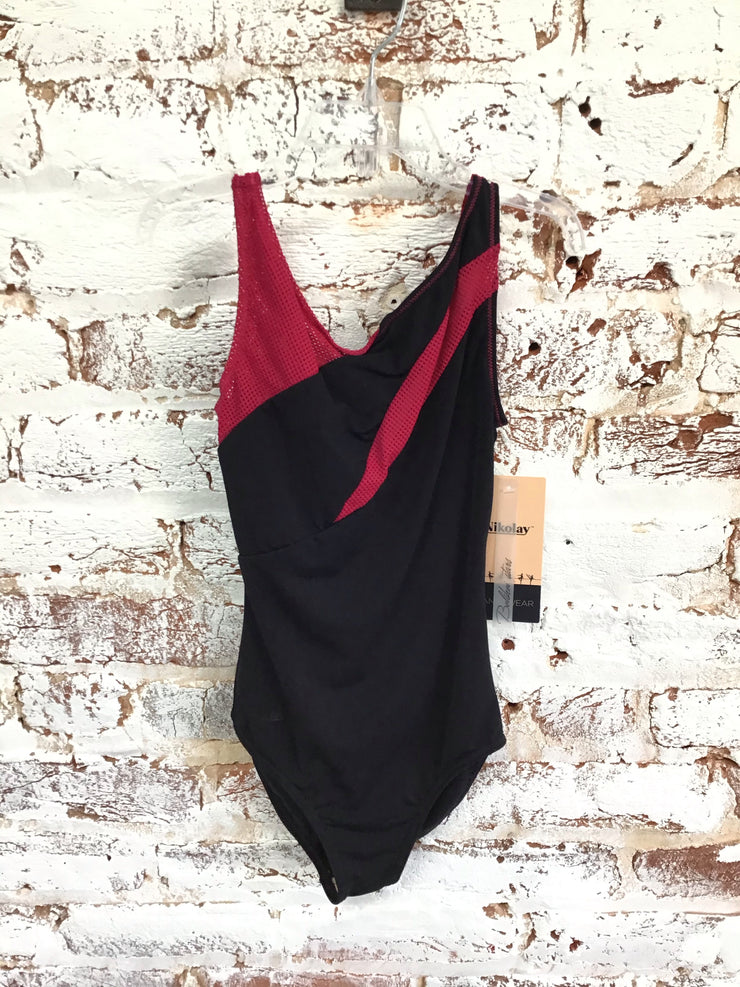 Nikolay - Anfisa Power Mesh Tank Leotard - Child/Adult (DAD1956MPN/DA1956MPN) - Black/Mesh (Raspberry) (GSO)