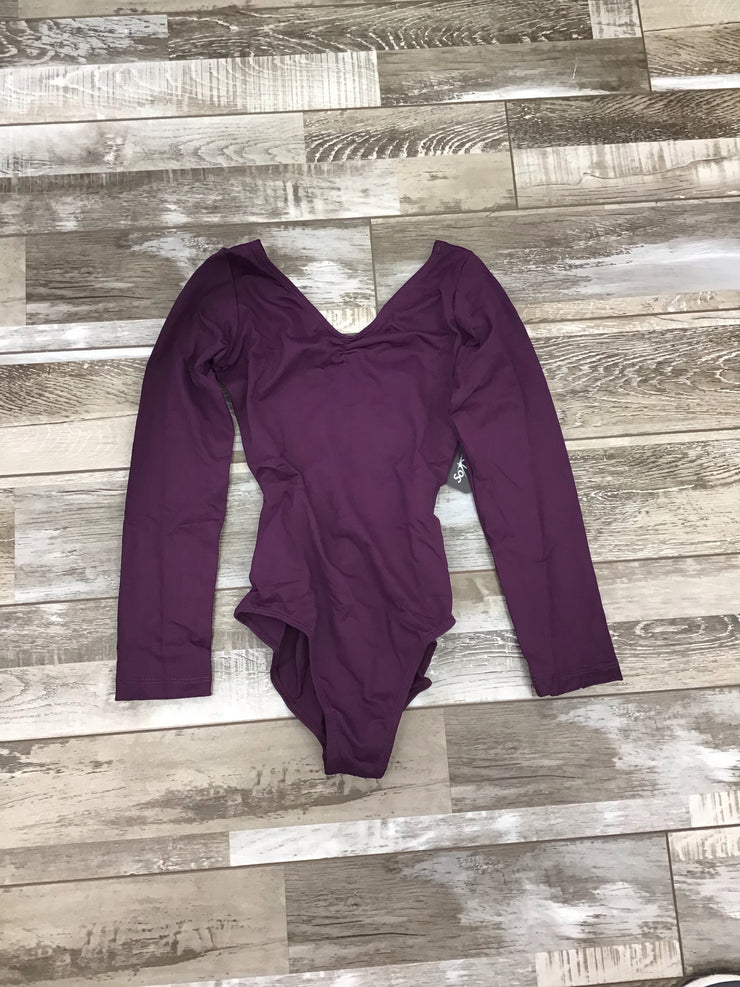 So Danca - Ruth Long Sleeve Leotard with Pinch Front and Low Back - Child (SL118) - Dark Purple (GSO)