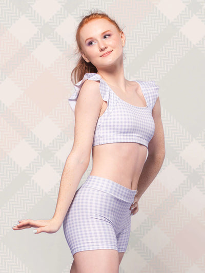 Eleve Dancewear - Ellen Crop Top - Adult - Lavender Gingham FINAL SALE