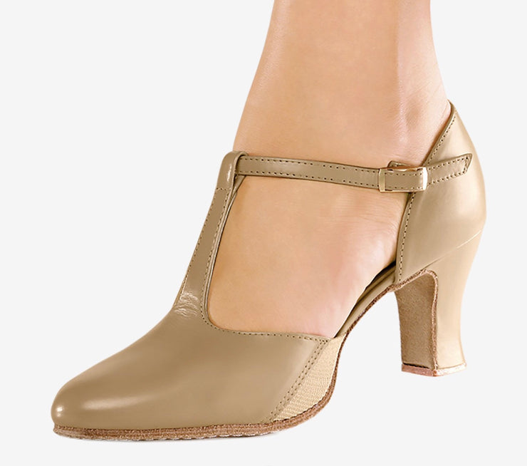 So Danca - Connie Suede Sole T-Strap Character Shoe - Adult (CH57) - Tan (GSO)