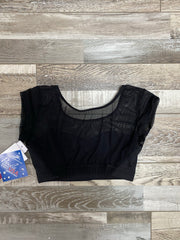 Motionwear - Black Cap Sleeve Crop Top with Rhinestones - Child/Adult - Black (EDNC) FINAL SALE