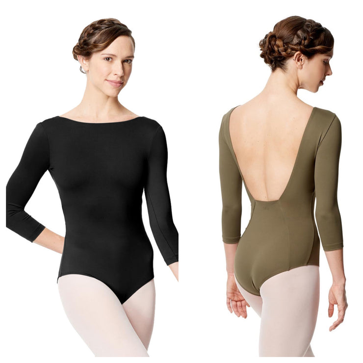 3/4 sleeve leotard- Black- Back in stock – Ballet Emporium