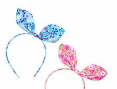 Pink Poppy - Bunny Ears headband - (HBT132) - Blue/pink