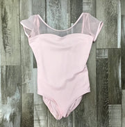 Capezio - Studio Collection Mesh Yoke Short Sleeve Leotard  - Child (SE1039C) - Pink