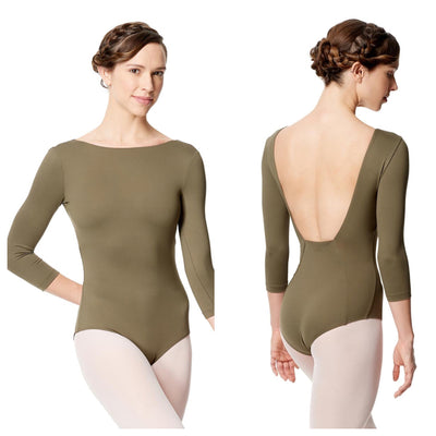 Lulli Dancewear - Nanette Three Quarter Sleeve Leotard - Adult (LUB285) - Khaki (GSO)
